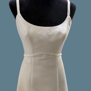 Women's Formal Bridal Gown Satin Dress Beaded Waistline